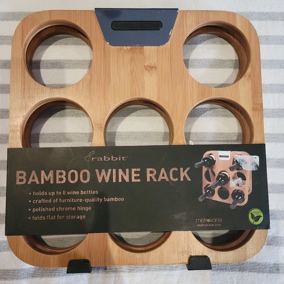 NWT Rabbit Bamboo 8 bottle wine rack - Picture 4 of 11